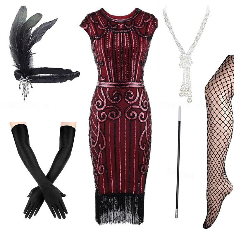 Rød 20'er 30'er Stil Kjole