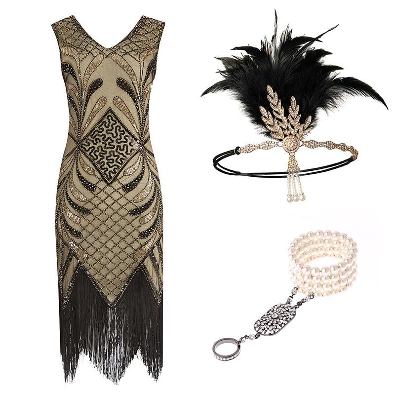 20'er Gatsby Style Dress Champagne