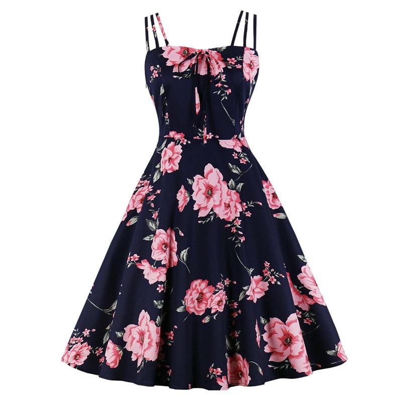 Vintage Style Plus Size Åben Blomsterkjole