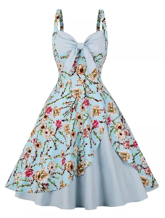 Vintage Tunika Kjole Friske Blomster