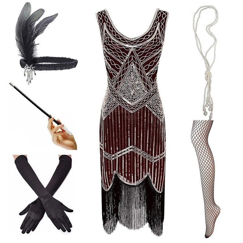 Vintage 1920 Bourgogne Kjole