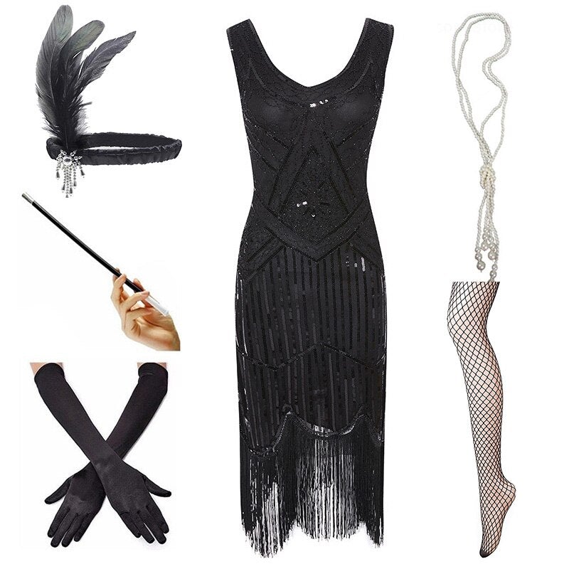 Vintage 1920 Sort Kjole