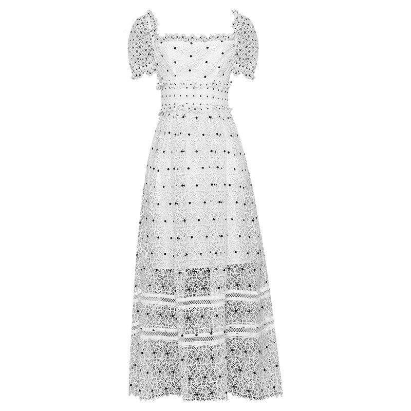 Vintage 40'er Hvid Polka Dot Kjole