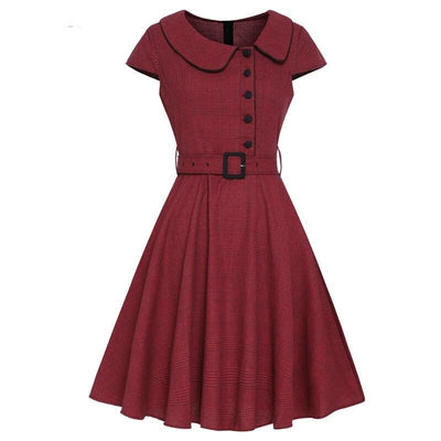 Vintage 50 Burgundy Kortærmet Kjole