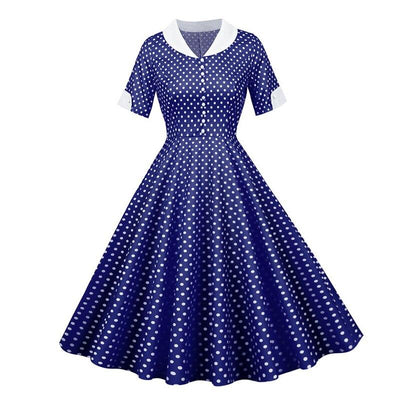 Vintage 50'er Blå Prikket Kjole