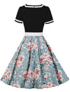 Vintage 60'er Sorte Blomsterkjole
