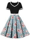 Vintage 60'er Sorte Blomsterkjole