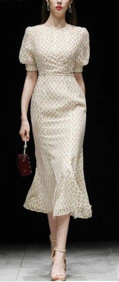 Vintage 1940'er Beige Kjole
