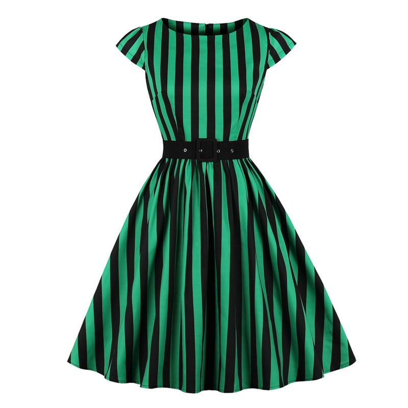 Vintage 50'er Plus Size Stribet Kjole