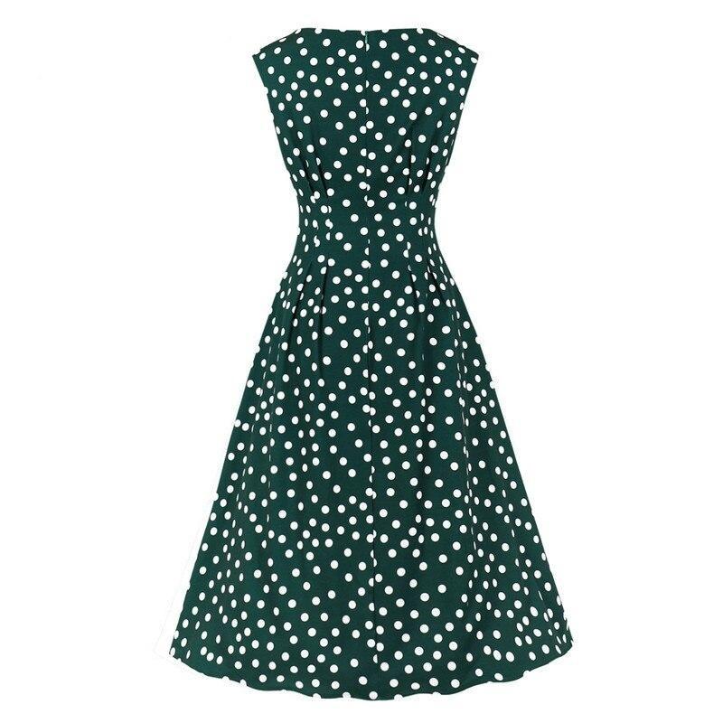 Vintage 50'er Grøn Hvid Polka Dots Kjole