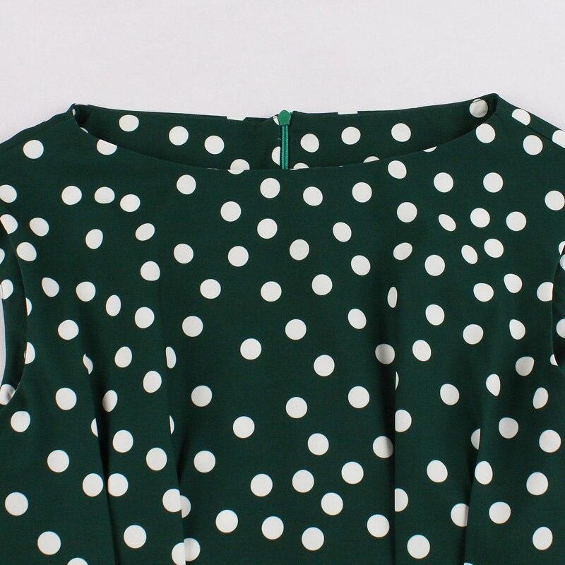 Vintage 50'er Grøn Hvid Polka Dots Kjole