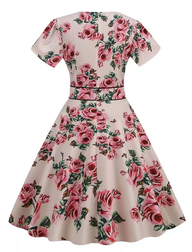 Vintage 60'er Beige Blomsterkjole