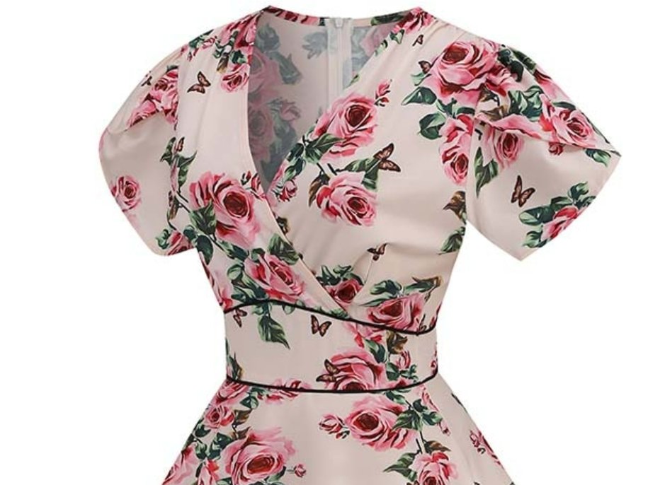 Vintage 60'er Beige Blomsterkjole