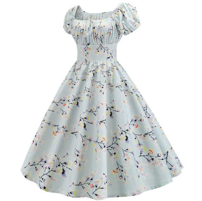 Vintage 60'er Blå Blomsterkjole