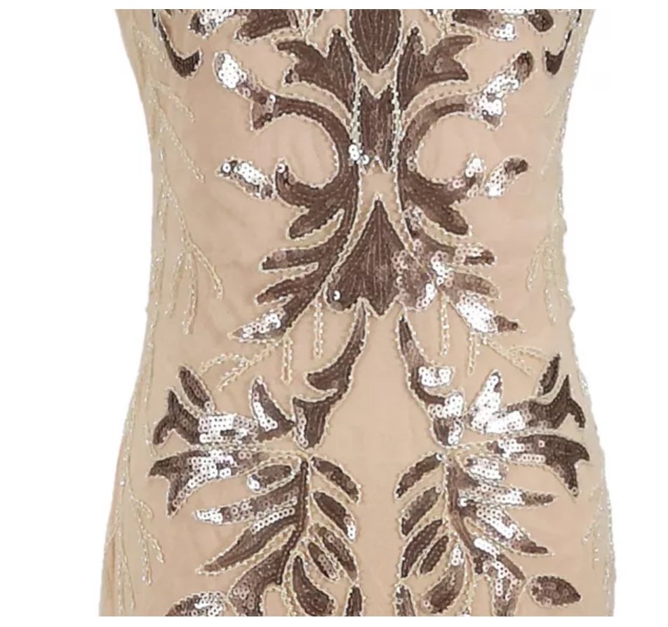 Vintage 1920'er Art Deco Beige Kjole