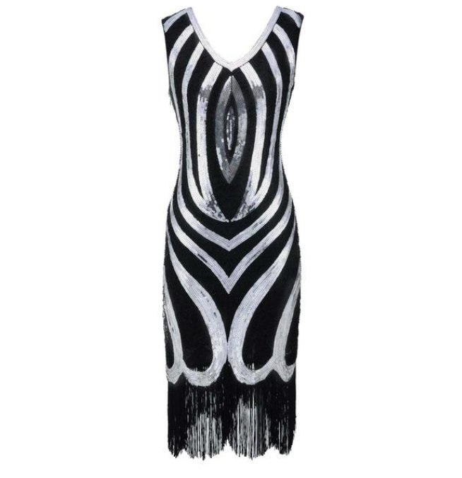 Vintage 20'er Sort Perle Kjole