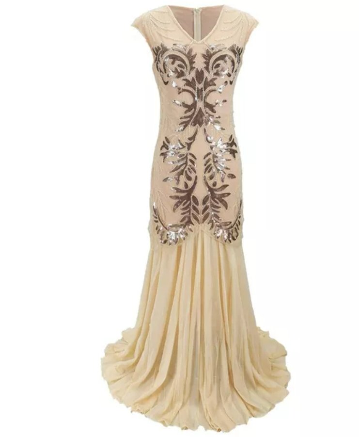 Vintage 20'er Retro Kjole Beige