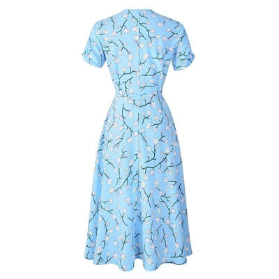 Vintage 40'er Blå Blomsterkjole
