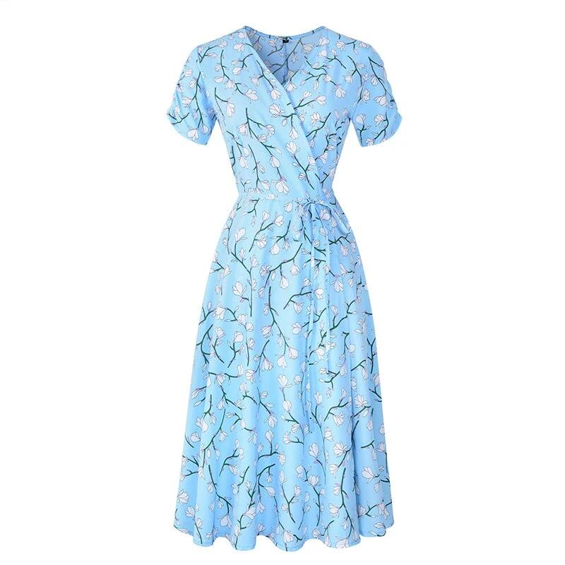 Vintage 40'er Blå Blomsterkjole