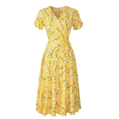 Vintage 40'er Gul Blomsterkjole