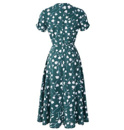 Vintage 40'er Grøn Blomsterkjole