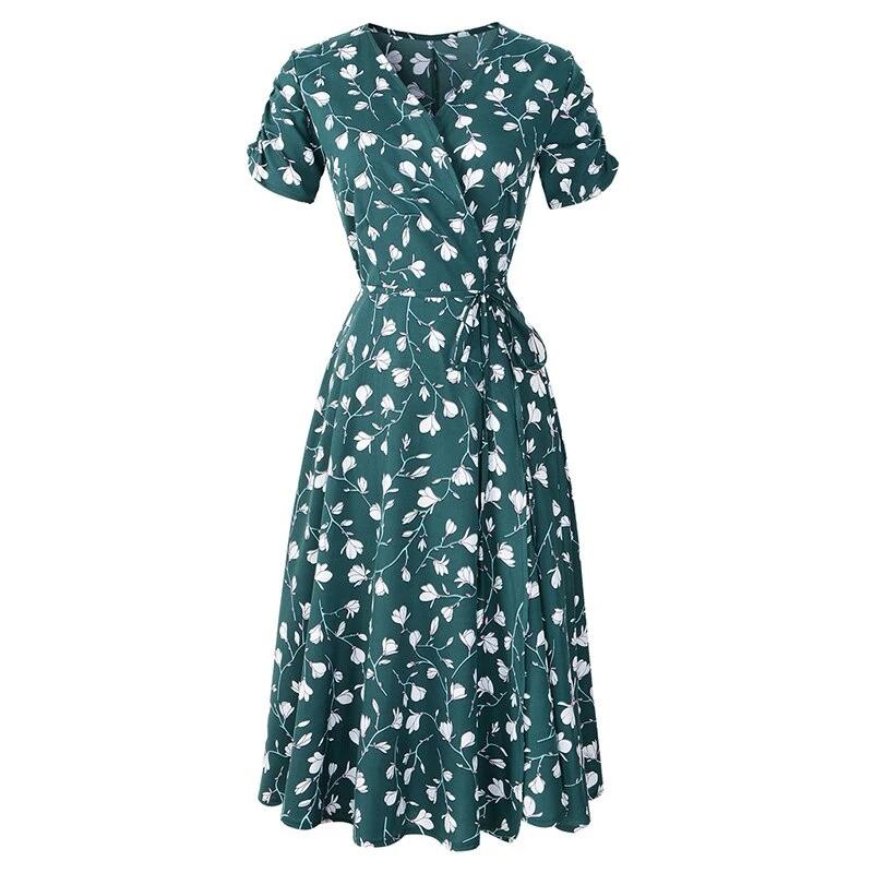 Vintage 40'er Grøn Blomsterkjole