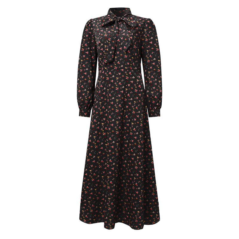 Vintage 40'er Flowy Sort Kjole