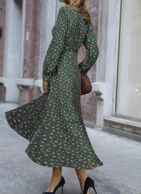 Vintage 40'er Flydende Grøn Kjole