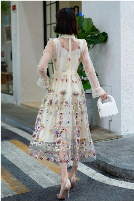 Vintage 40'er Lang Kjole Champagne