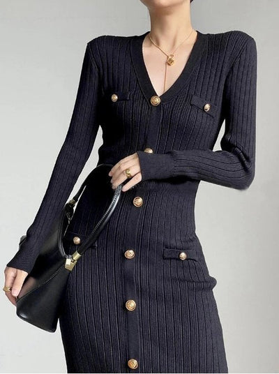 Vintage 40'er Sort Bodycon Kjole