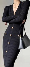 Vintage 40'er Sort Bodycon Kjole