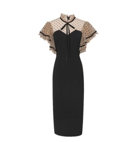 Vintage 40'er Sort Højtaljekjole