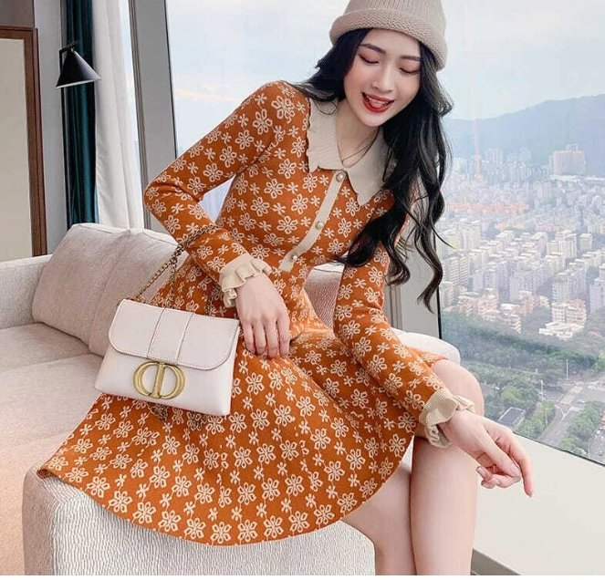 Vintage 40'er Old School Orange Kjole