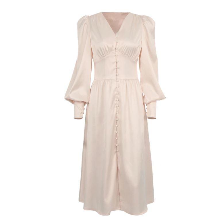 Vintage 40'er Beige Satin Kjole