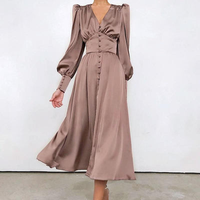 Vintage 40'er Brun Satin Kjole