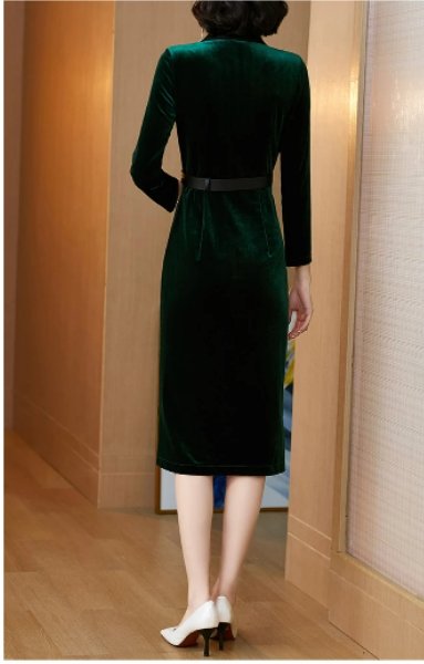 Vintage 40'er Grøn Fløjlskjole