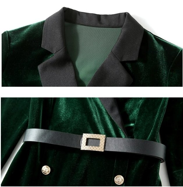 Vintage 40'er Grøn Fløjlskjole