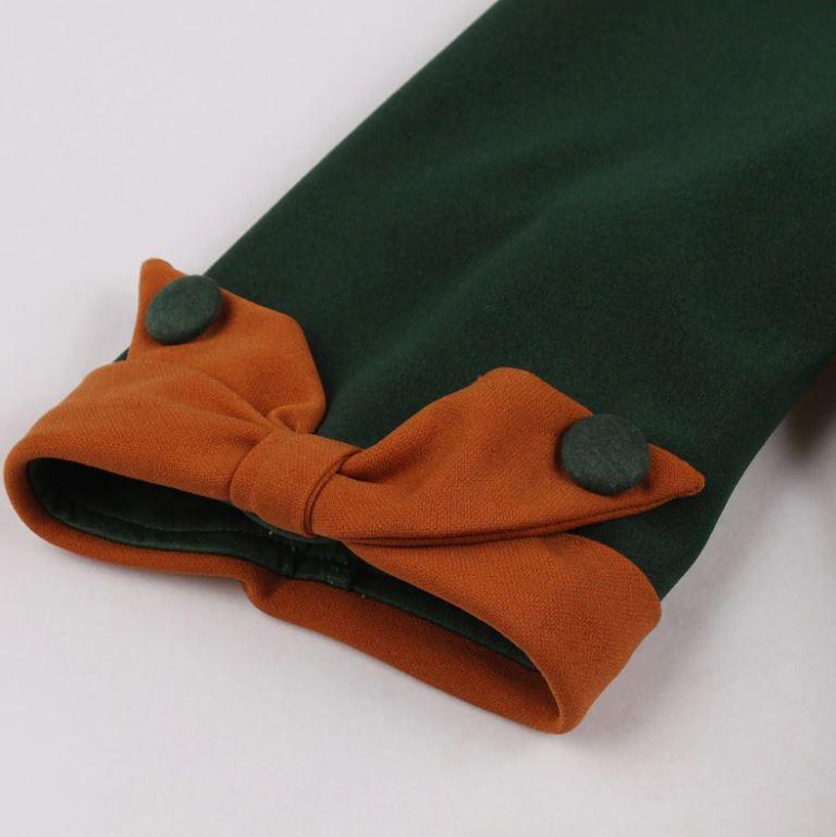 Vintage Efterårsgrøn Kjole