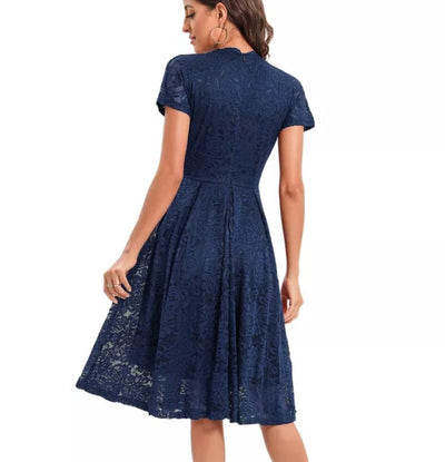 Vintage Marineblå Broderikjole