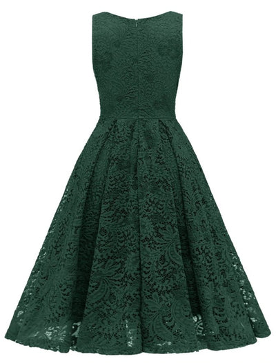 Vintage Grøn Broderikjole