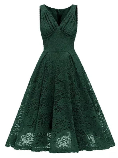 Vintage Grøn Broderikjole