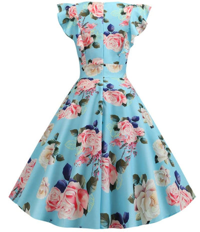 Vintage Chic Retro Kjole Blå