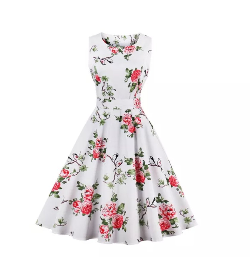 Vintage Chic Retro Open Flower Kjole