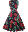 Vintage Chic Retro Navy Flowers Kjole