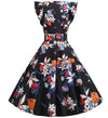 Vintage Chic Retro Sort Blomsterkjole