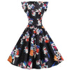Vintage Chic Retro Sort Blomsterkjole