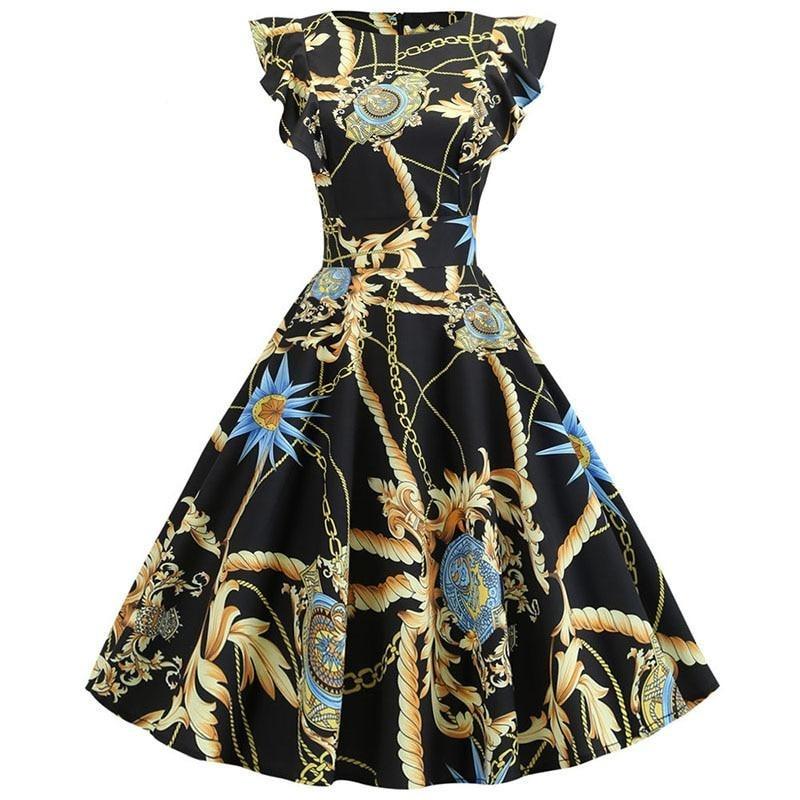Vintage Chic Retro Prangende Kjole
