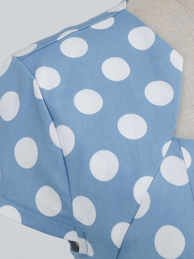 Vintage Polka Dot Kjole Med Firkantet Krave