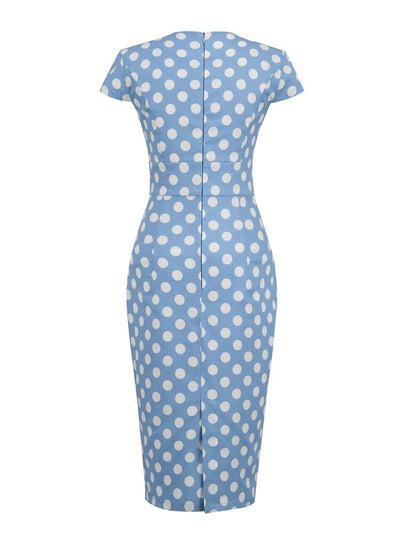 Vintage Polka Dot Kjole Med Firkantet Krave