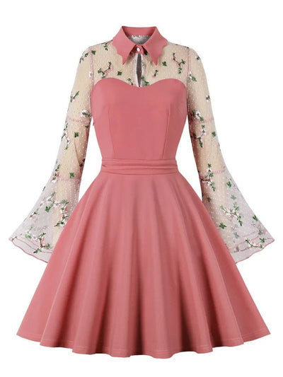 Pink Peter Pan Collar Vintage Kjole